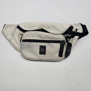 Fanny Pack Waist Bag White Canvas Belt Bag Zip Pockets Adjustable Westend